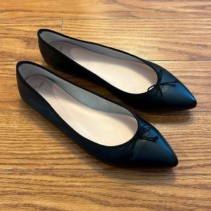 J. Crew Black Leather Pointed Ballet Flat - Size 10